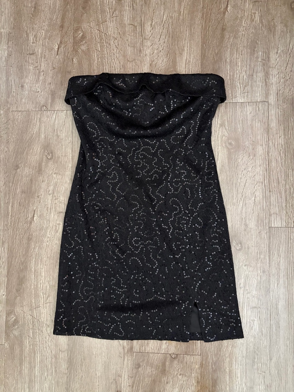 Sparkly Black Sequin Strapless Mini Dress XS Bodycon Party Cocktail Going Out